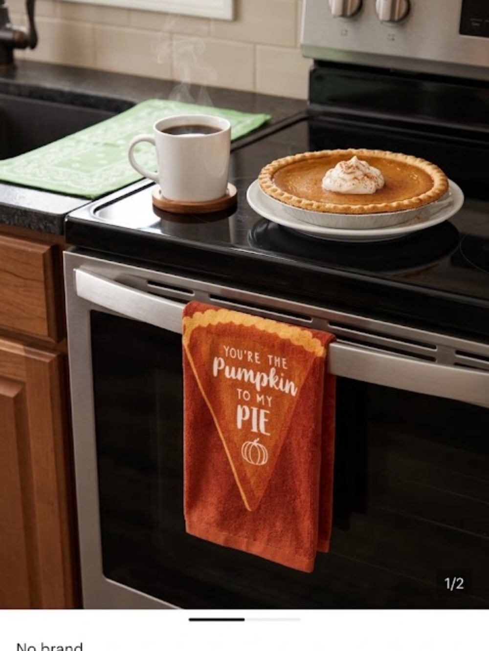 Autumn Pumpkin Pie Kitchen Towel - Orange 2 pc nwt